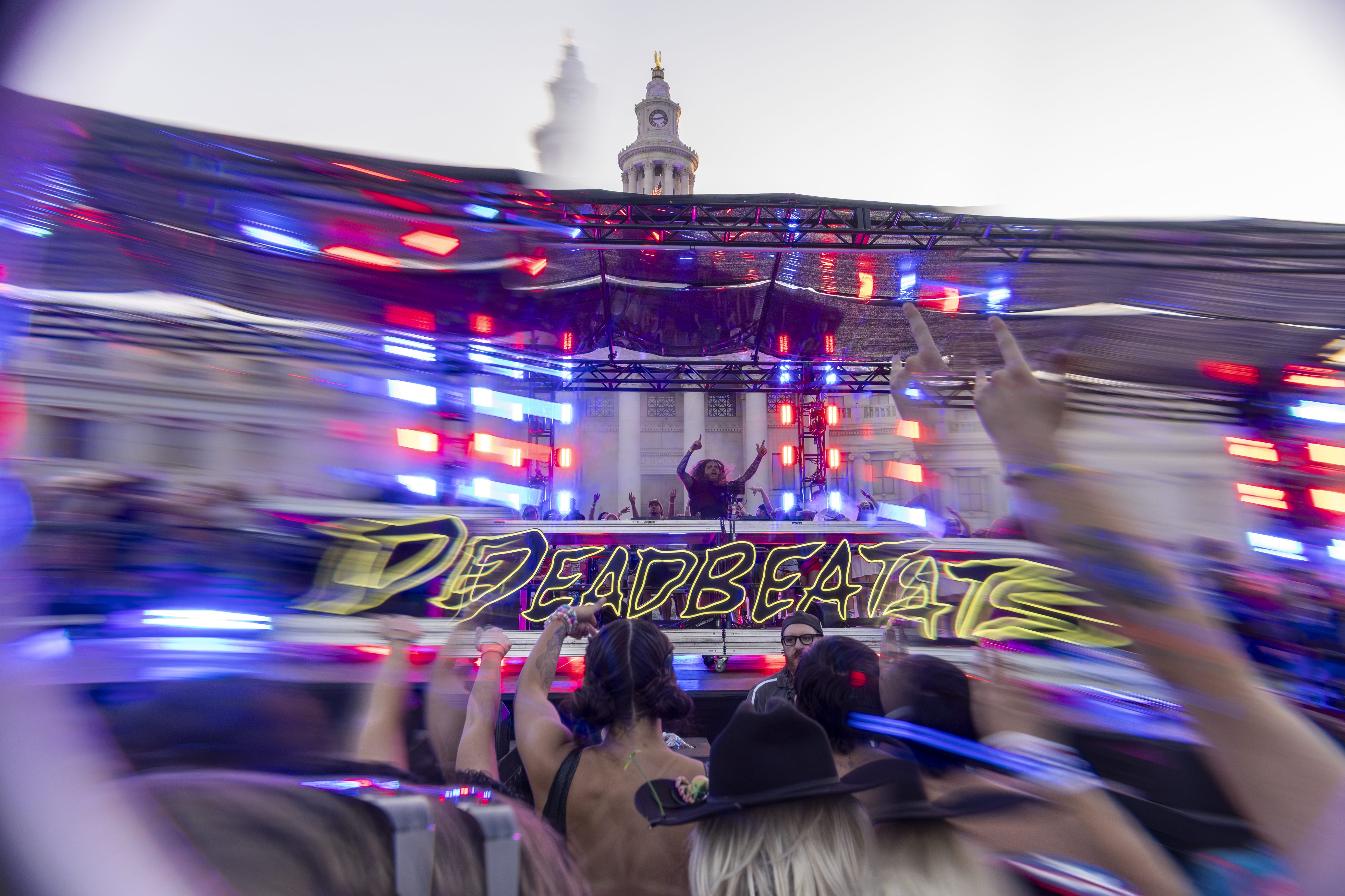 Ravenscoon energizing the crowd at Civic Center Park