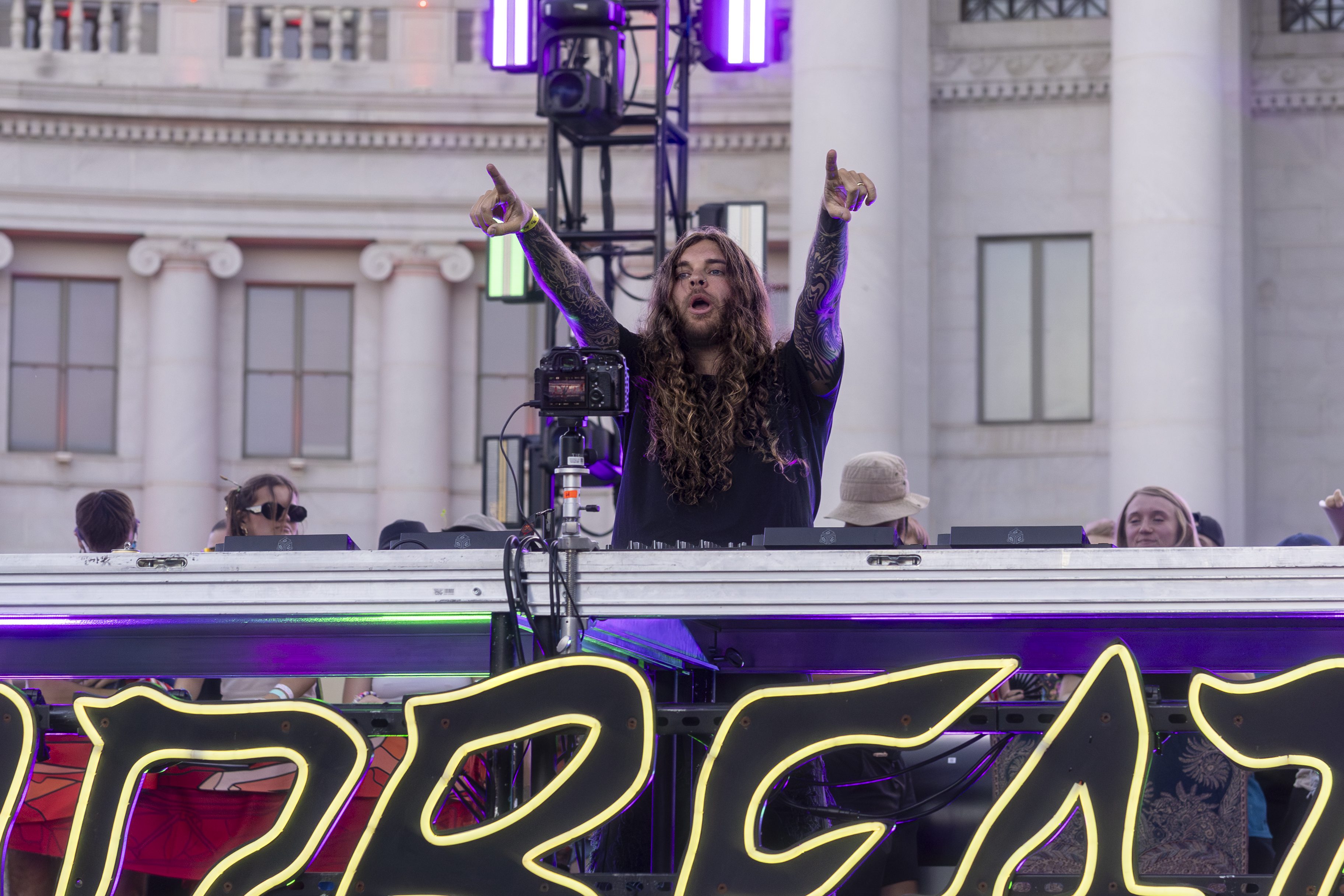 Ravenscoon energizing the crowd at Civic Center Park