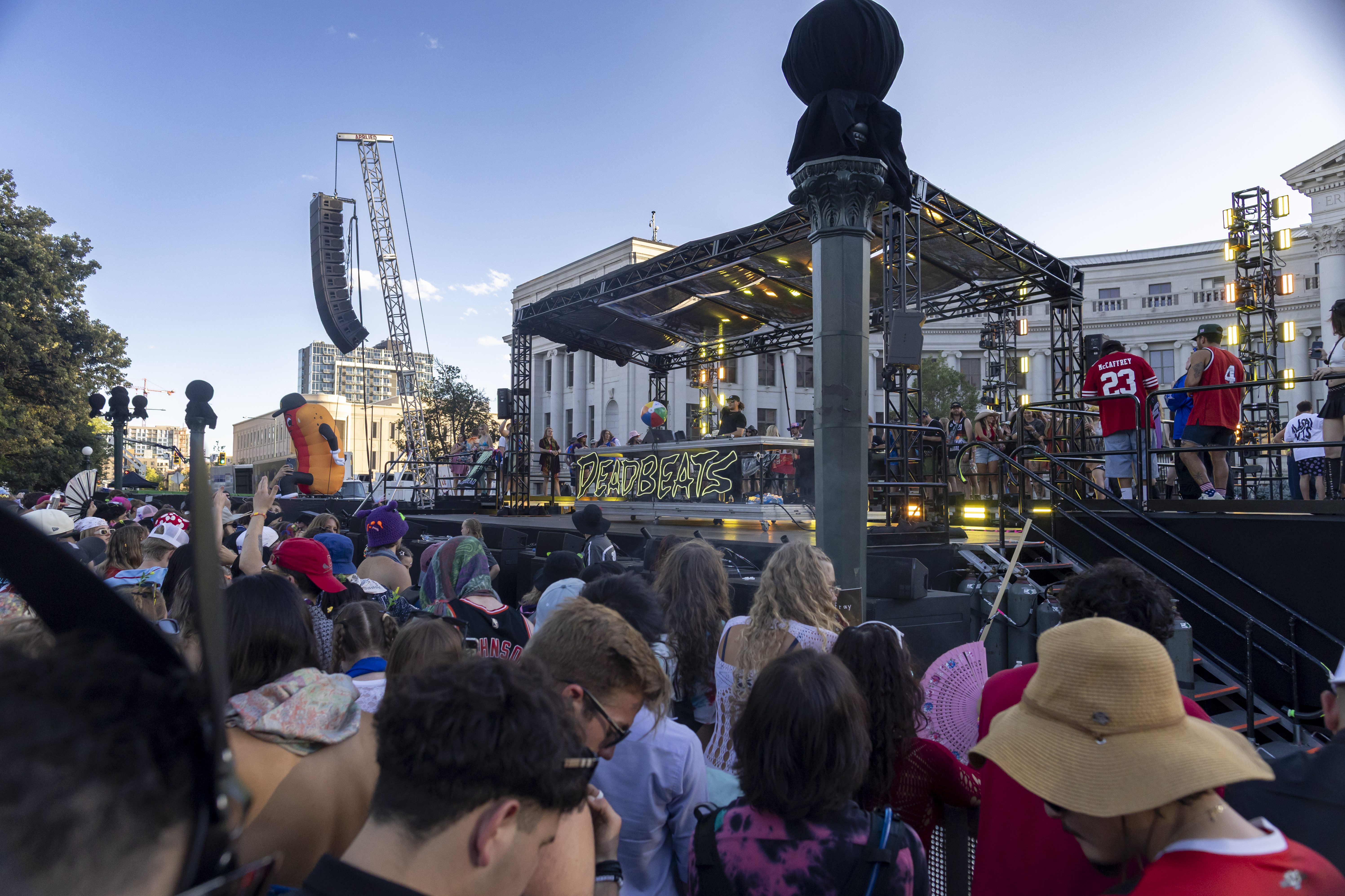 Ravenscoon energizing the crowd at Civic Center Park