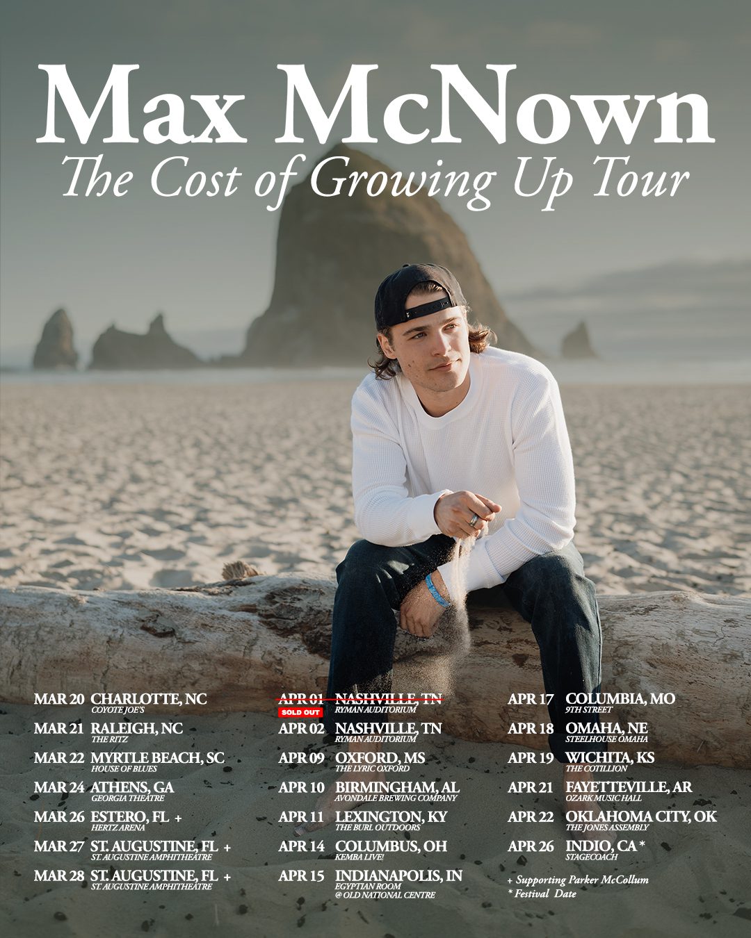 Max McNown announces “The Cost of Growing Up” tour set for Spring 2026
