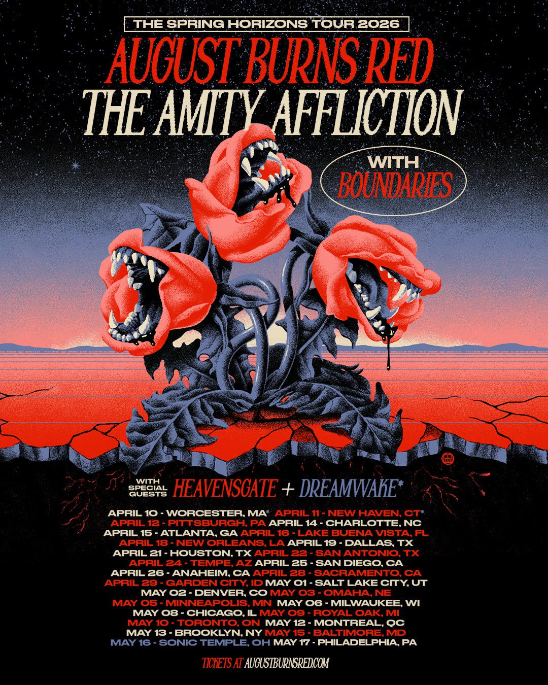 August Burns Red and The Amity Affliction announce the Spring Horizons 2026 tour! The best co-headline tour!