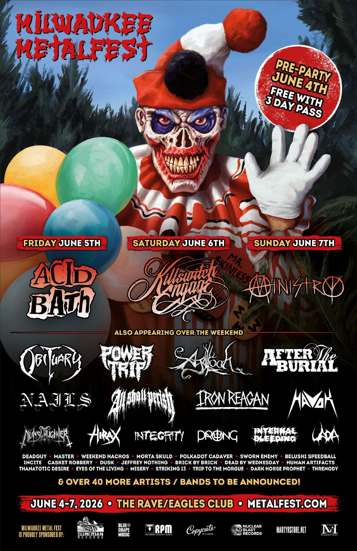 Milwaukee Metal Fest announces 20 new bands! And headliner day splits!