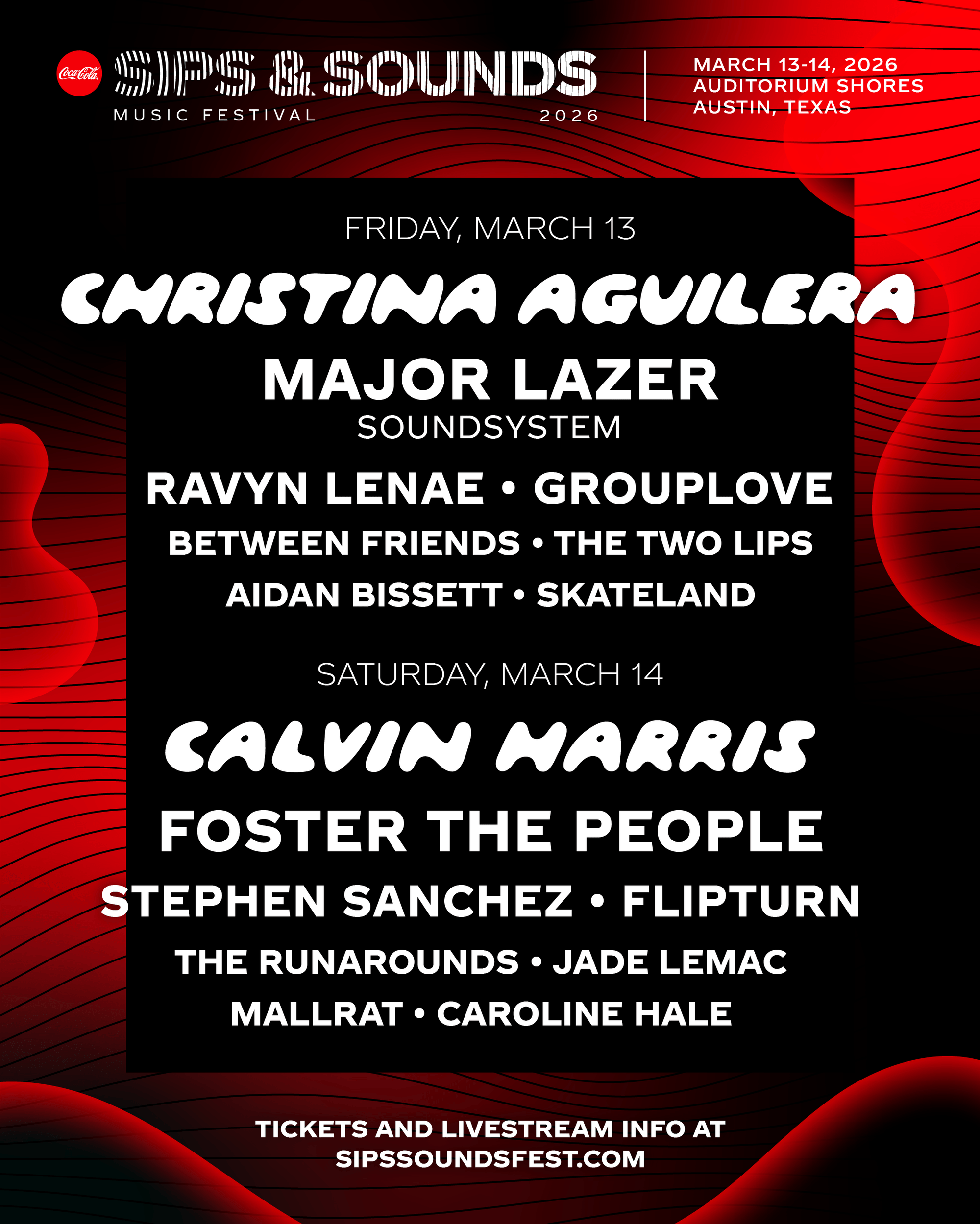 Christina Aguilera and Calvin Harris lead Sips & Sounds 2026 in Austin, Texas