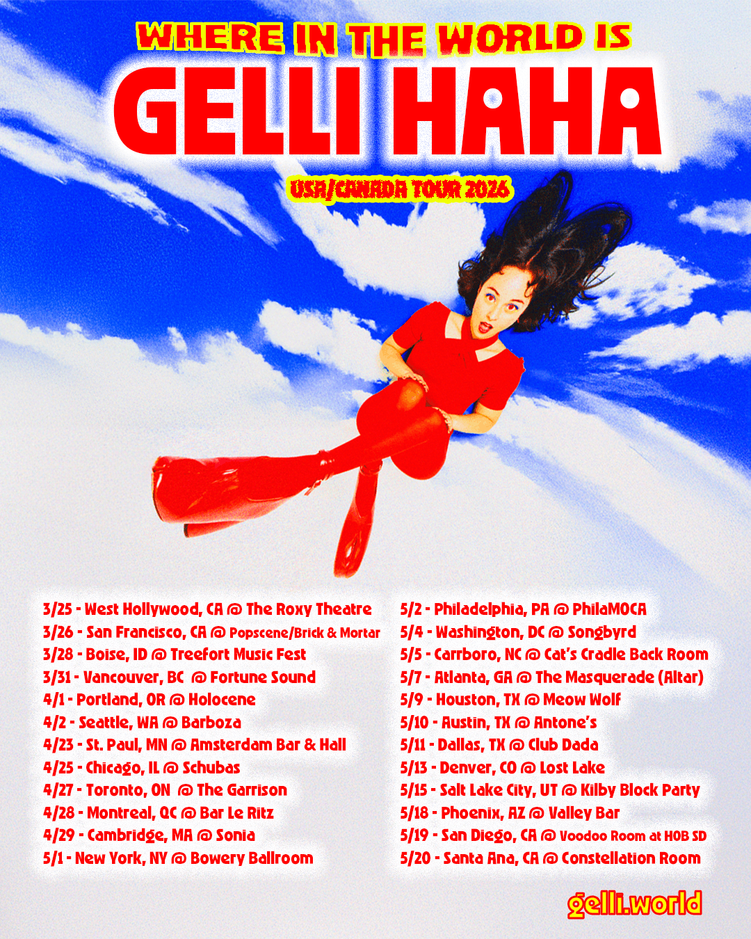 Gelli Haha "Where In The World is Gelli Haha 2026 Tour"