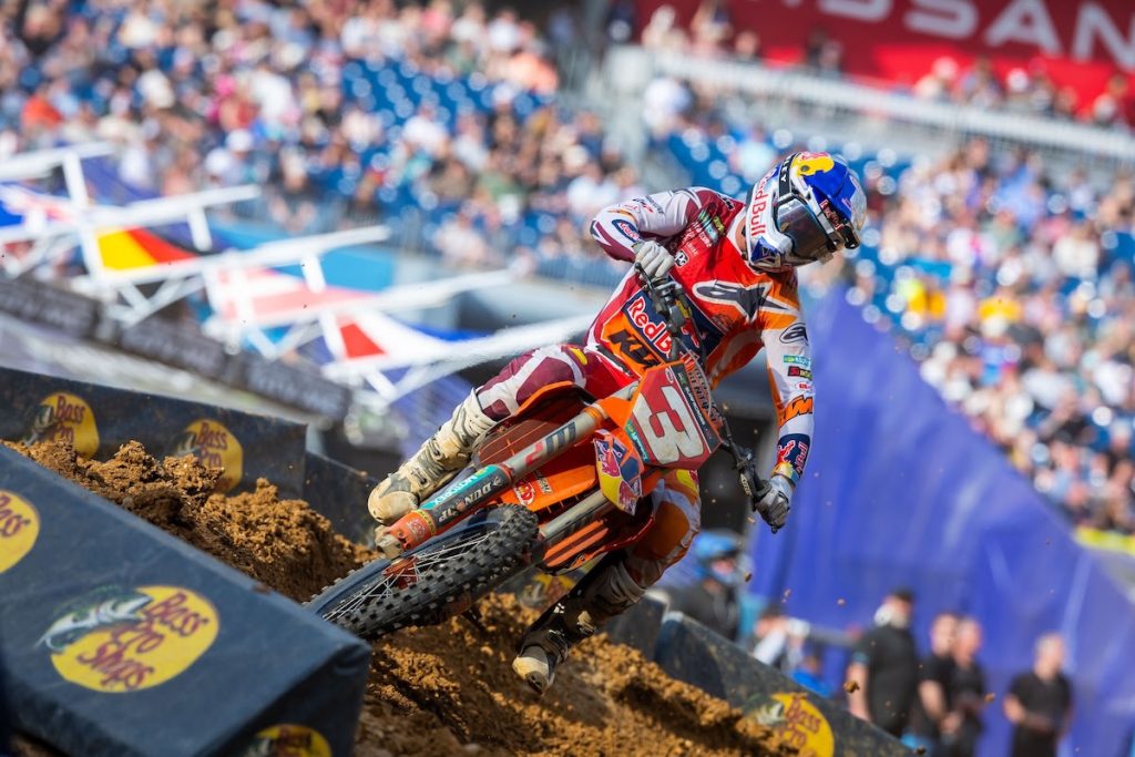 
Despite a win in his Heat Race, Red Bull KTM Factory Racing's Eli Tomac never factored into the Main Event and finished 12th after a late-race crash.
