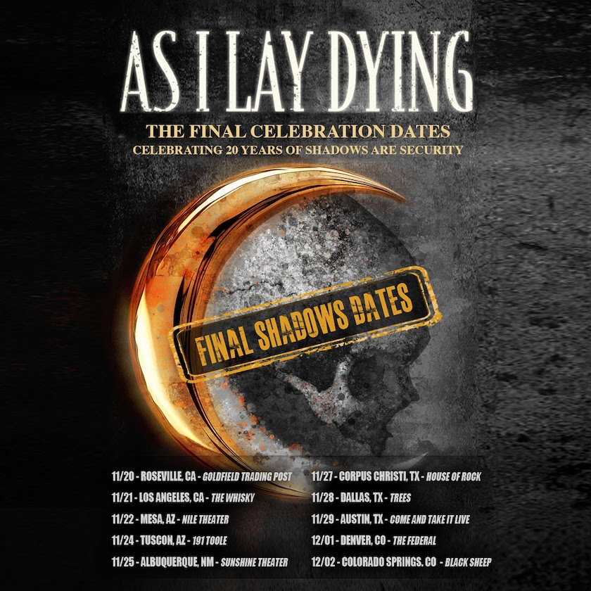 As I Lay Dying Tour Celebrating 20 Years of Shadows Are Security